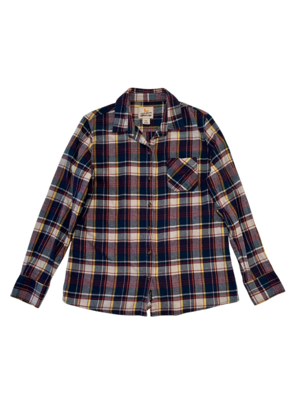 Western Plaid Flannel Shirt Womens Large Buttons Long Sleeves Field & Stream